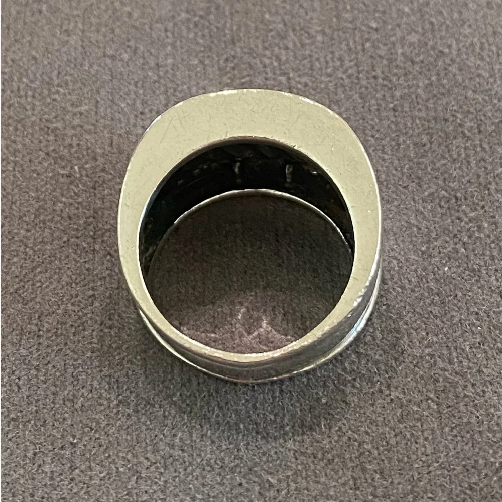 David Yurman Sterling Silver Ice Cigar Band with Diamonds Size 7